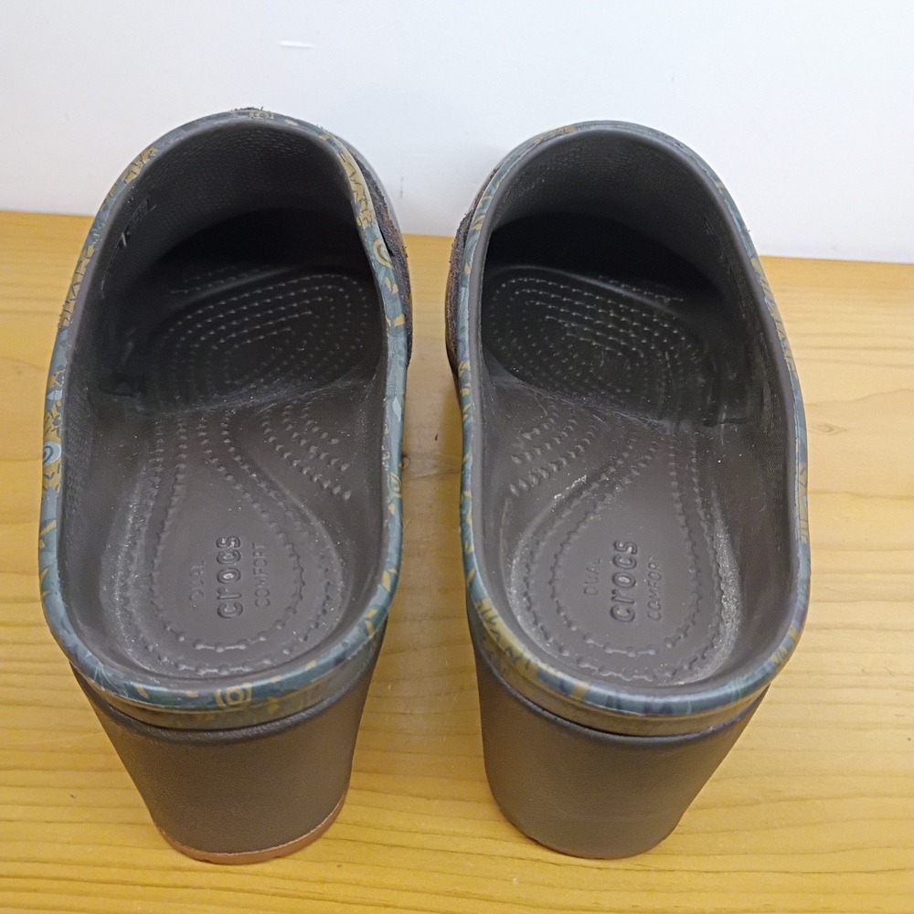 Crocs Dual Comfort Womens Clogs Shoes Brown/Floral Heels Mules Slip On Size 7 - Picture 7 of 11